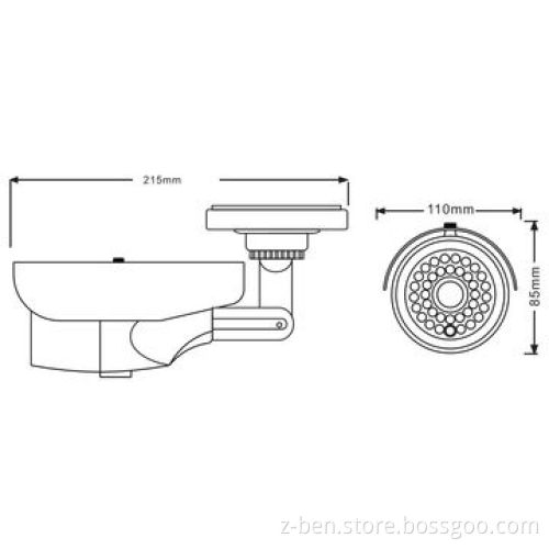 Weatherproof IR Camera with 700TVL Definition Horizontal Resolution, 30m IR Range and 510g Weight